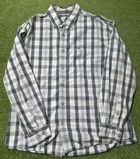 Carhartt Shirt Mens Large Blue Plaid Flannel Button Down Workwear