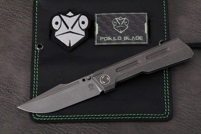 Poikilo Blade Marlin Folding Knife 3.63'' Bohler M398 Steel Blade Titanium Handle