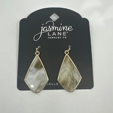 NWT Jasmine Lane Hypoallergenic Marble Drop Dangle Earrings Gold Tone Jewelry