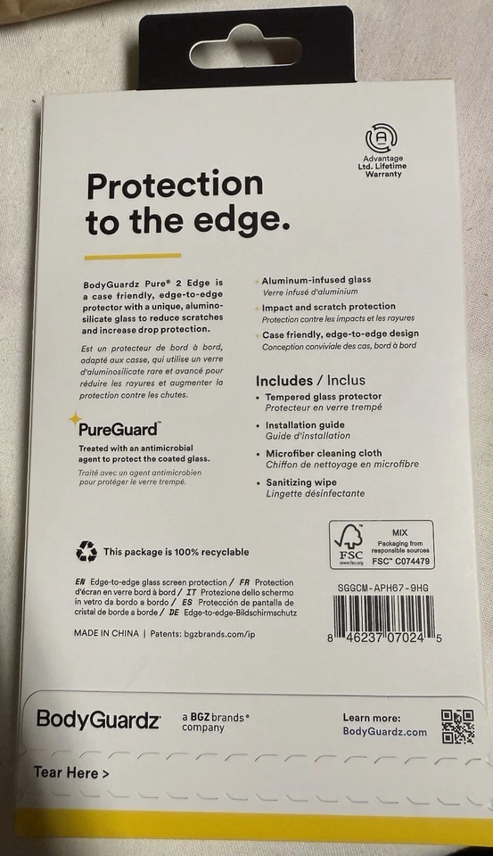 New IPHONE 14 Plus BodyGuardz Pure 2 Edge Guard TemperedGlass Screen Protector - Image 4 of 4