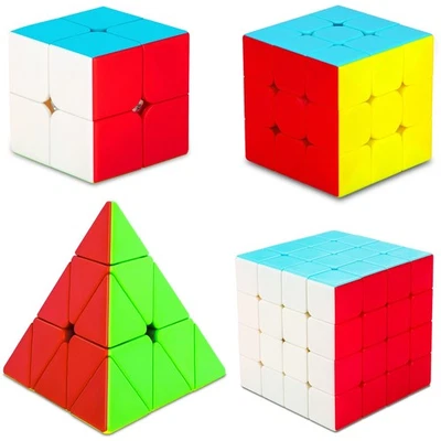 4 Pack Zauberwürfel Set Speed Cube 2x2 3x3 4x4 Pyraminx Pyramide Magic Puzzle