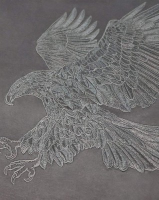 STEFANO RICCI SALE SILK COTTON TOP  $570 EAGLE  BLACK EMBROIDERY T-SHIRT SZ: L