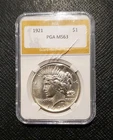 1921 Peace dollar uncirculated PGA 63