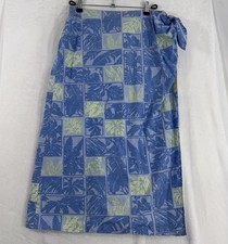 Vintage Talbots Wrap Skirt 14 Petite Blue Floral Print Midi Womens 14P Made USA