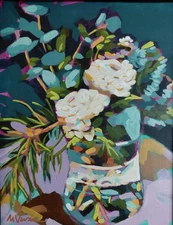 MONA VIVAR Original 11x14 Colorful Flower Floral Abstract Impressionism Painting