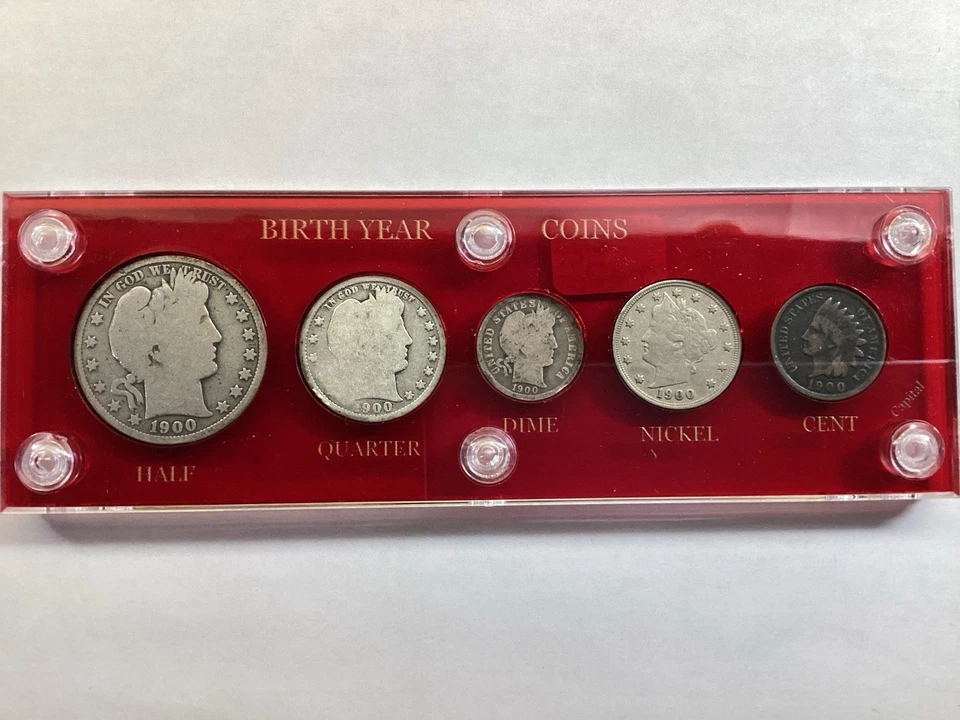 1900 Silver Birth Year Set of 5 Coins in Capital Holder 022622 147ek - Image 3 of 4
