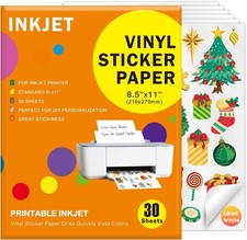 Printable Vinyl Sticker Paper for Inkjet Printers, Glossy White