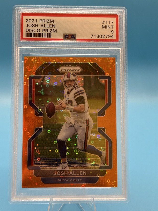 2021 Prizm Josh Allen Orange Disco Prizm  PSA 9 MINT Buffalo Bills #117
