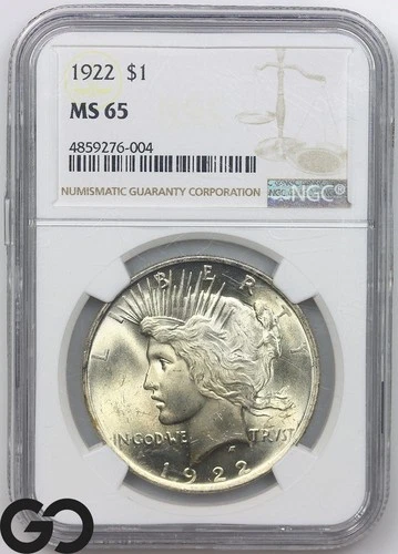 1922 Peace Dollar NGC MS 65 ** Great Lustrous Blazer!