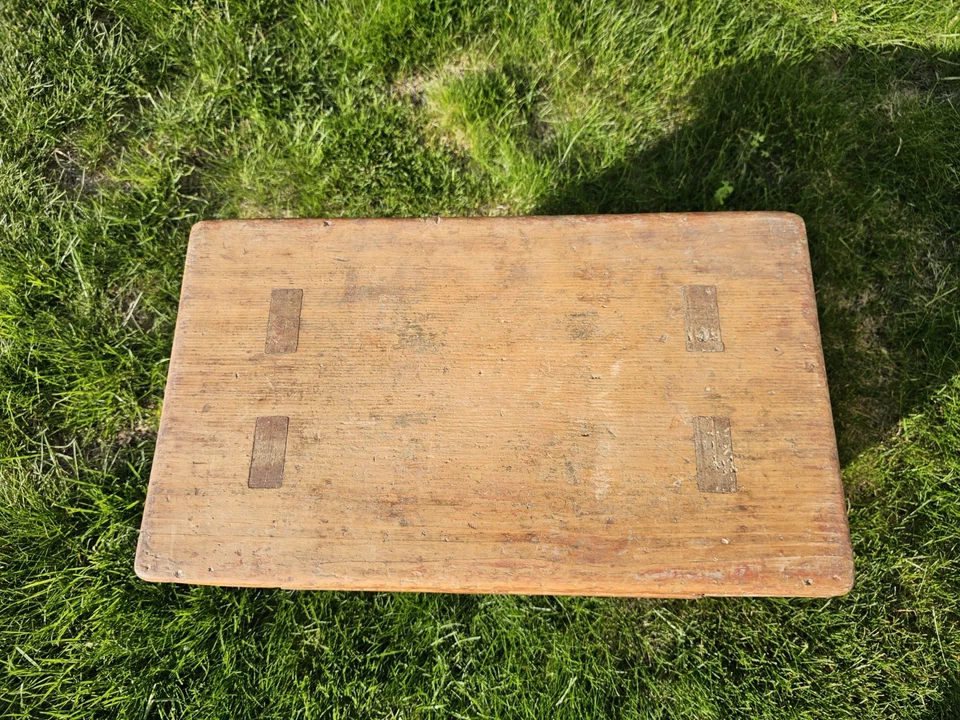 Antique American Lancaster Co PA Primitive Painted Mortise Footstool W Drawer - Image 2 of 4