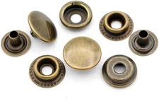 50 Sets Antique Brass Snap Fasteners Ring-Socket Press Studs for Jacket Bag Canv