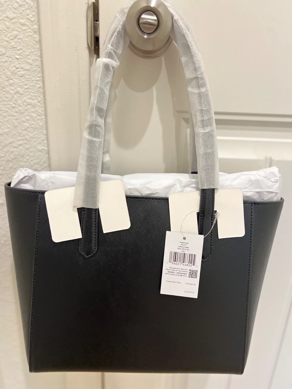 *NUOVA CON ETICHETTE* Borsa tote Kate Spade Staci in pelle saffiano nera KG473 nuova con etichette $359