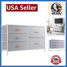 Versatile 5-Drawer Dresser with Water-Resistant Wood for Safe Child Storage