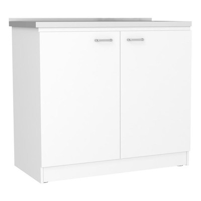 TuHome White Modern Engineered Wood Napoles Utility Sink with Cabinet