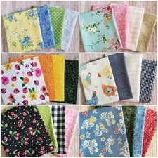 Fabric Cotton Fat Quarter Bundle of 4 - Choose from Varied Bundles - Floral Farm