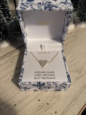 NIB Isabella M Heart W/ CZ’s Sterling Silver Gold Plated CZ Necklace