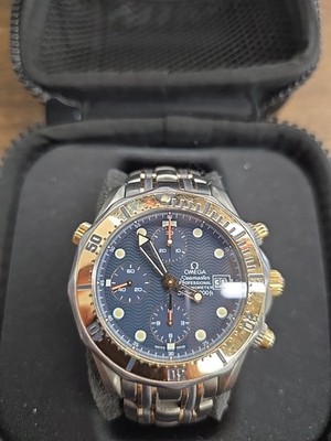 Mens Omega Seamaster 18K Gold & Titanium Chronograph watch - Blue