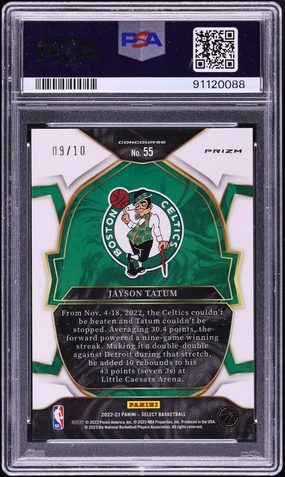 2022 Panini Select Jayson Tatum Gold Prizm #/10 Concourse Level Shock Wave #55 - Image 2 of 2