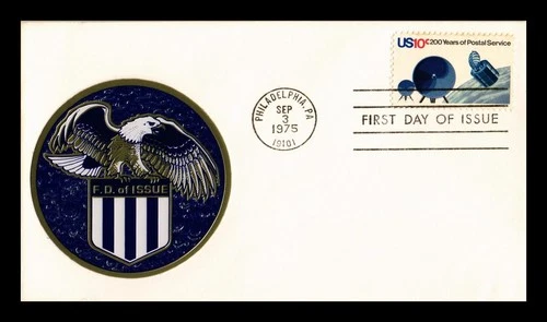 DR JIM STAMPS US COVER SATELLITE POSTAL SERVICE BICENTENNIAL FDC METALLIC CACHET