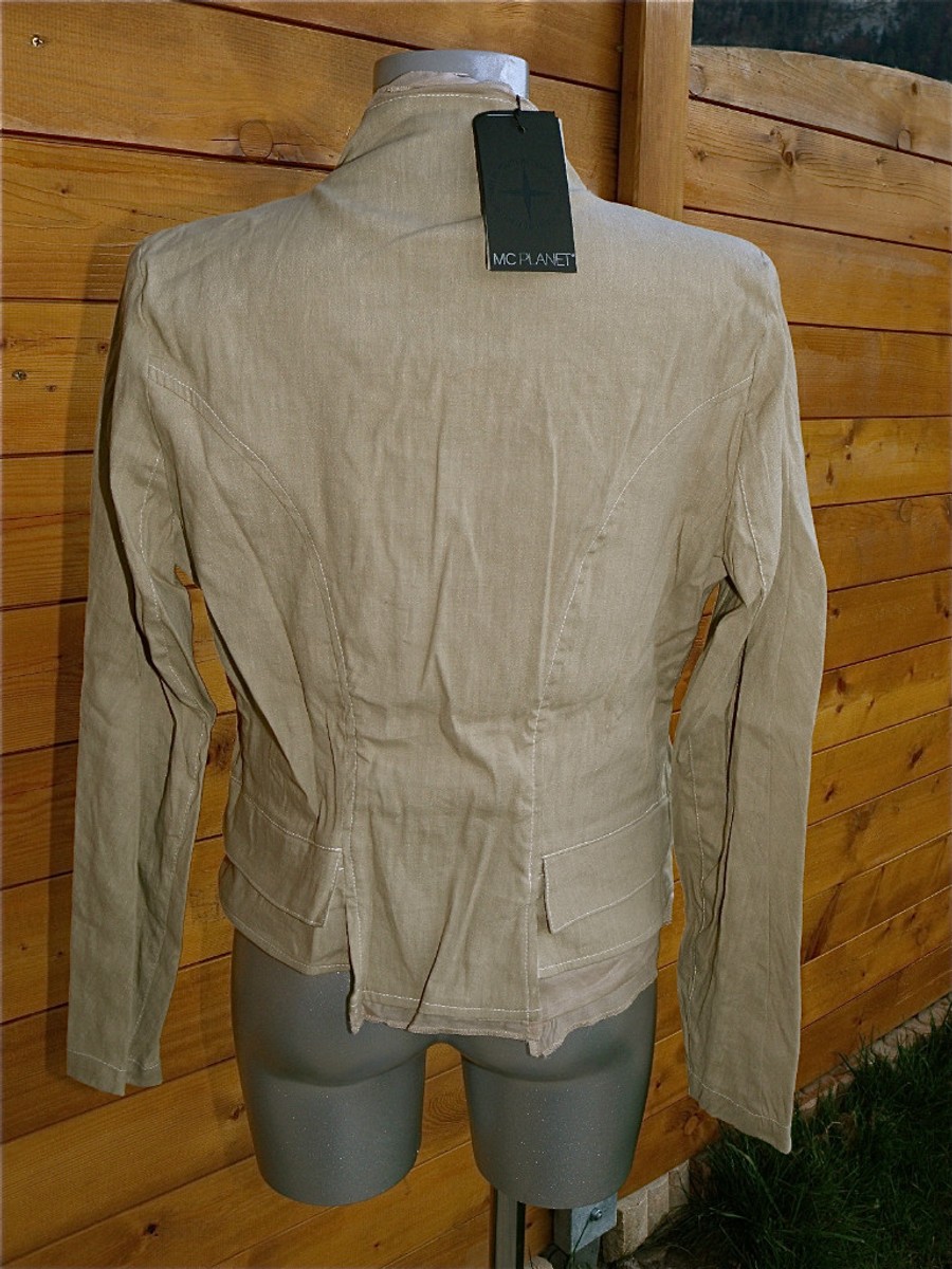 Veste En Lin Sable MC PLANET Taille 44 - Courte, Haut De Gamme, Neuve Avec étiquettes