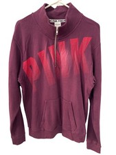 PINK Victorias Secret Quarter Zip Mock Neck Pullover Sweatshirt Womens L Relaxed