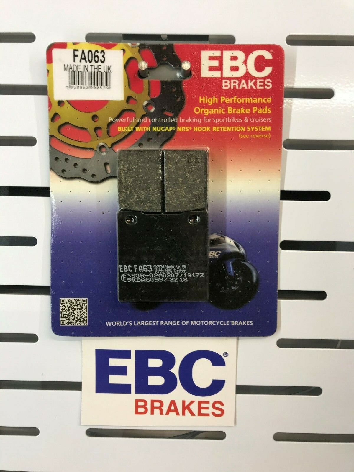 REAR BRAKE PADS FOR GSXR1100 SUZUKI 1986 TO 1996 EBC FA63