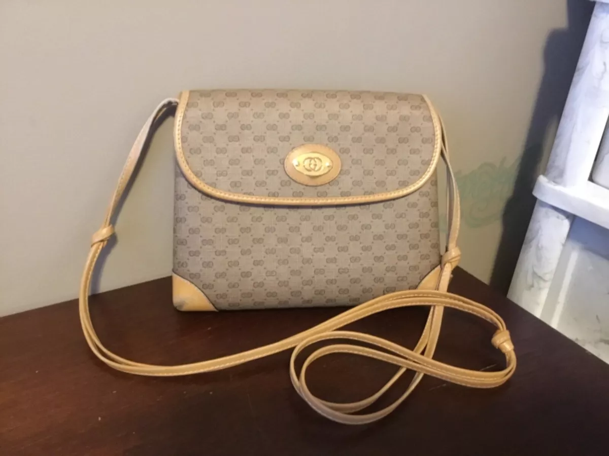 Gucci Vintage Brown GG Monogram Crossbody Bag