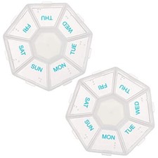 2 Pack 7 Day Weekly Pill Organizer Daily Medicine Pill Box with 7 Sides