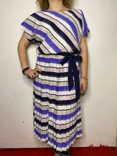 Vintage 1980s multicolour CITY LINE Australia Casual Party Dress with sash Sz M