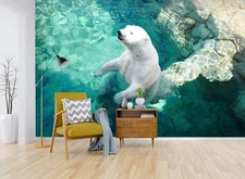 3D Polar Bear Sea ZHUA282 Wallpaper Wall Murals Removable Self-adhesive Ann