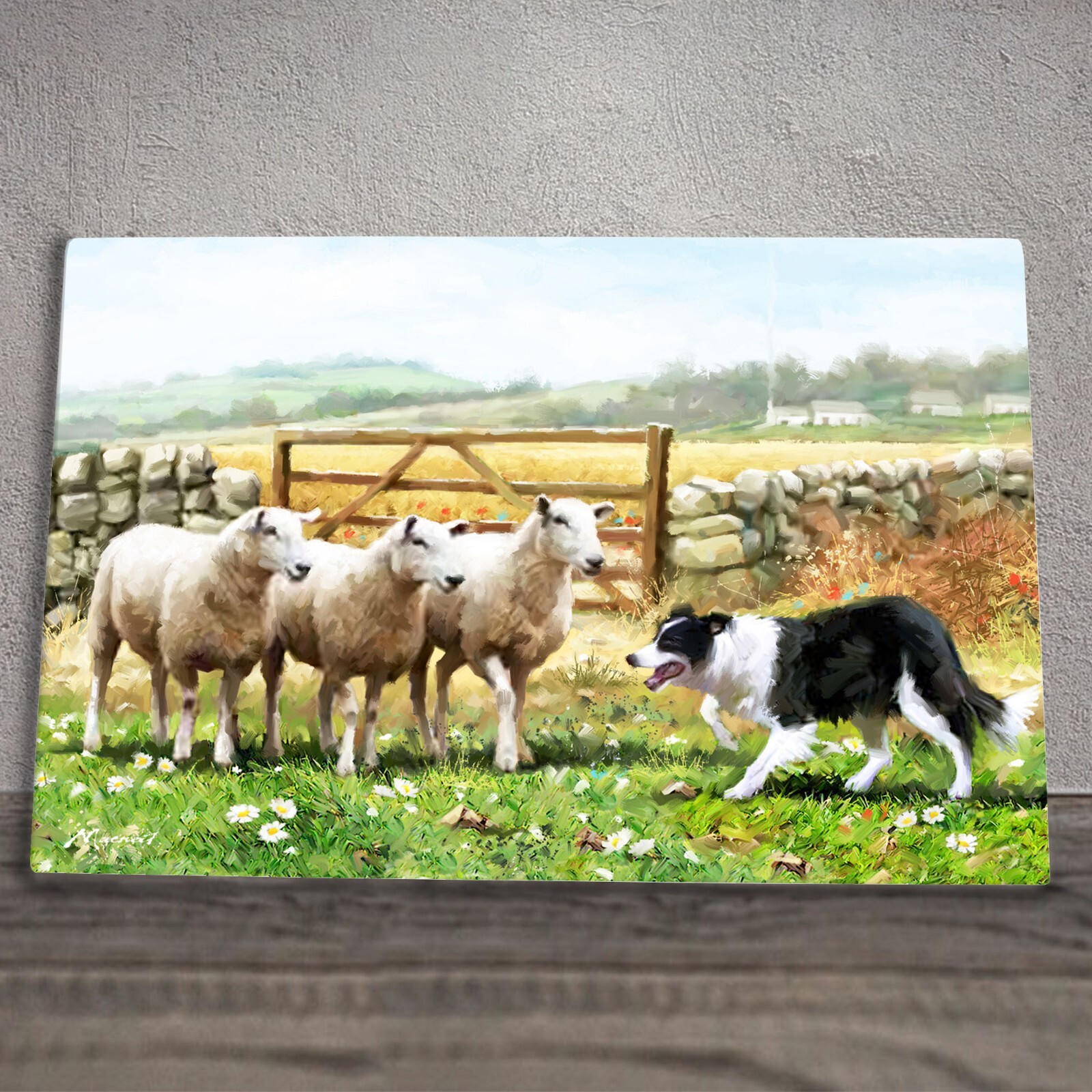 Sheepdog With Sheep Ceramic Tile Picture Plaque Sign Wall Art Macneil Studios