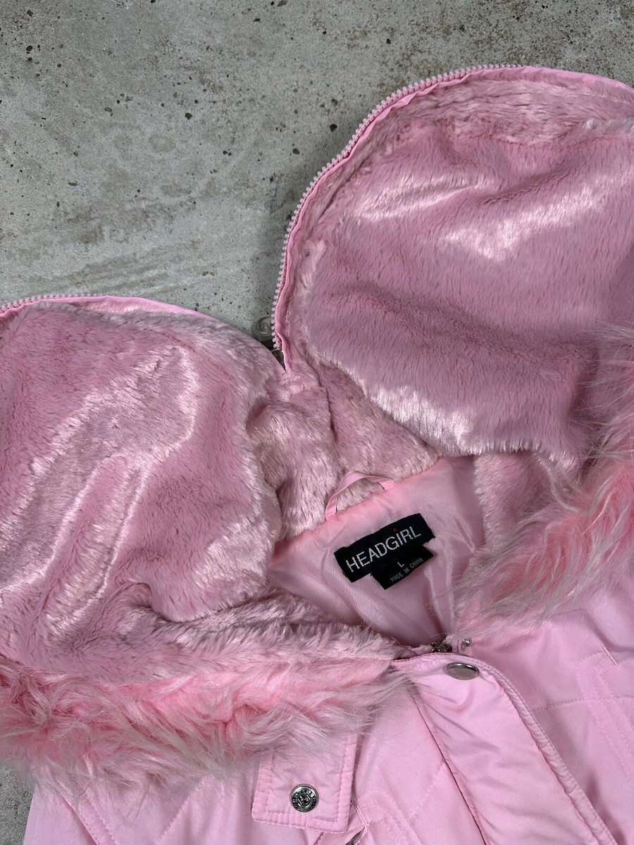 Vintage Y2K N2B Type Pink Faux Fur Bomber Jacket archive rare