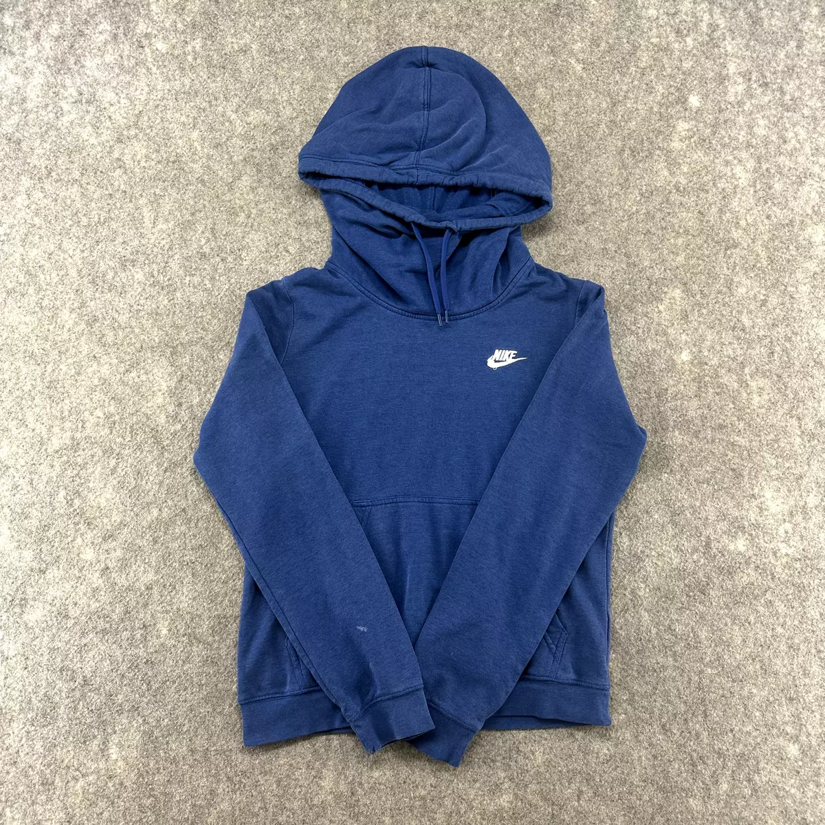 Nike Sweater Girls Small Blue White Swoosh Logo Spellout Hoodie Pullover