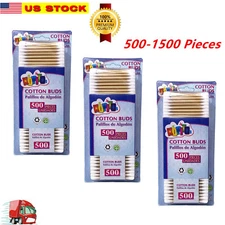 500-1500 Pc Bamboo Wooden Sticks Makeup Double Tip Cotton Swab Buds Applicator