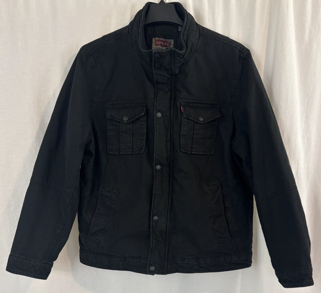 Levi’s Men’s Black Cotton Twill Jacket with Quilted Insulated Liner XL