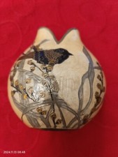 Vase Vintage Messing und Emaille, Indien, Handarbeit