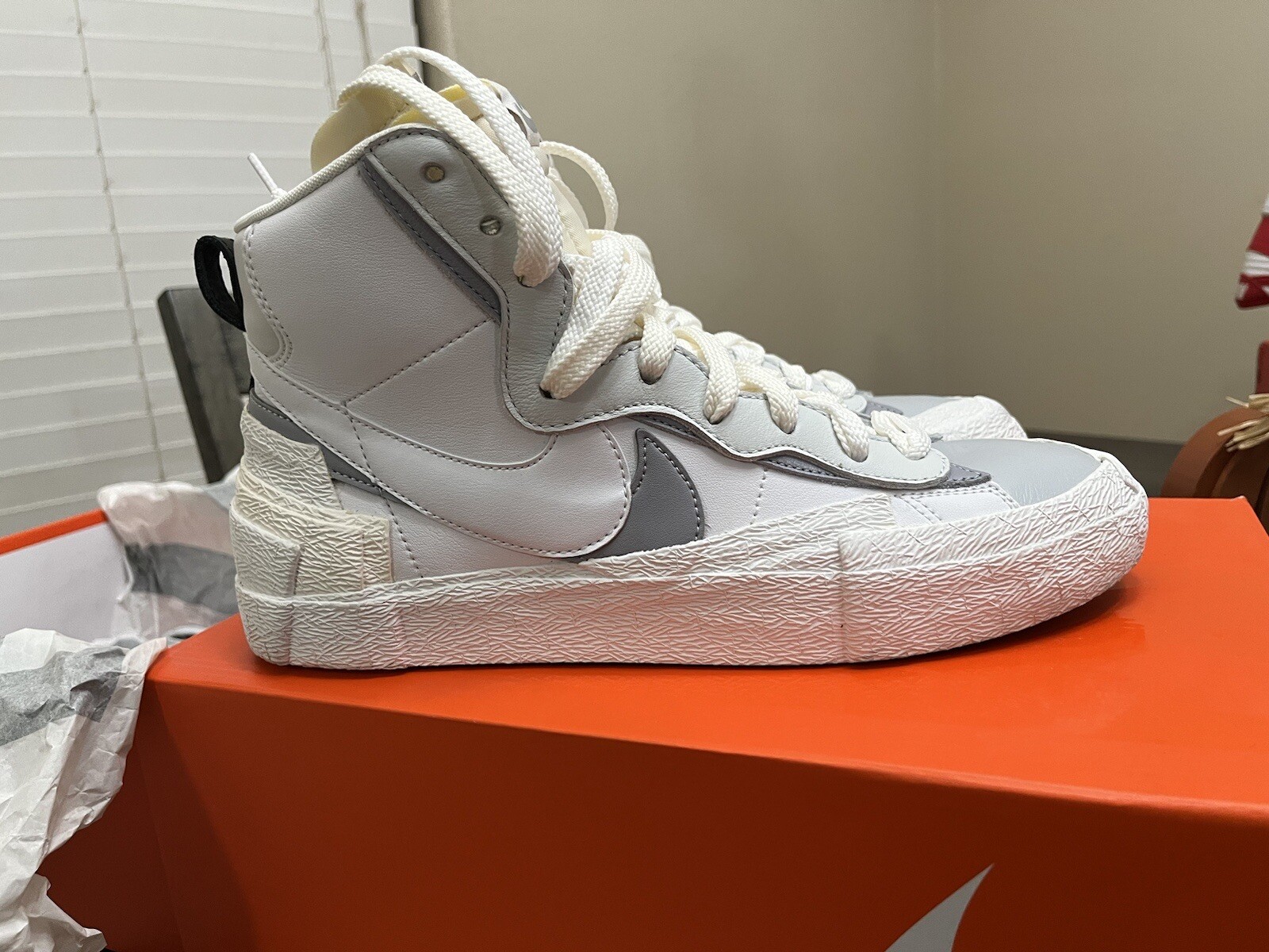 SACAI X NIKE Taglia 8 5 Nike Blazer Mid x Sacai bianco grigio 2019