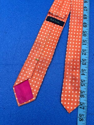 Authentic Paul Smith Polka Dot Design On Orange 100% Silk Skinny