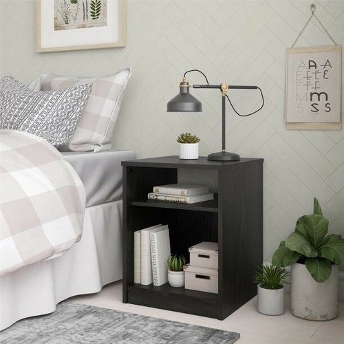 Mainstays Classic Open Shelf Nightstand, Black Oak - Picture 3 of 5