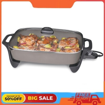 Presto 16'' Ceramic Electric Skillet with Glass Cover, Silver 06860