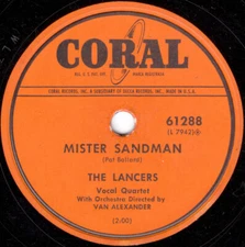 The Lancers (4) - Mister Sandman / The Little White Light 1954 Shellac, 10" Cora