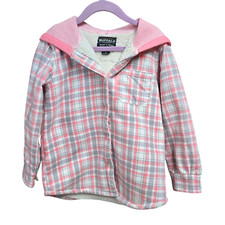 Buffalo David Bitton Pink Plaid Sherpa Lined Button Down Jacket Girls Size 5