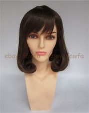 Girl Women Full Bangs Wig Short Wig Straight Wavy Bob Hair Cosplay Party Brown