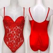 Victoria's Secret Gold Label Floral Lace Metallic Gold Trimmings Bodysuit Small
