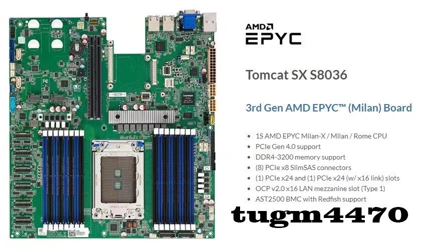 AMD EPYC 7452+TYAN s8036 2nd generation 32 cores 64 threads 2.35GHz combination- - Image 2 of 2