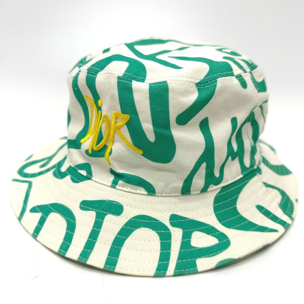 Dior 033C906A4949 Shawn Stussy Collaboration Chapeau Bob Chapeau Vert/Blanc