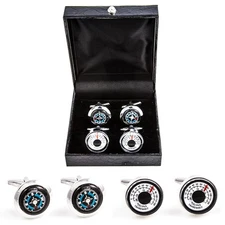 Compass & Thermometer 2 Pairs Cufflinks Wedding Fancy Gift Box Free Ship USA