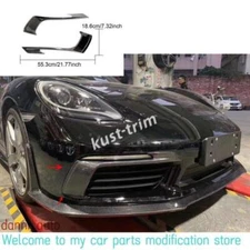 For Porsche 718 Boxster Cayman 2016-19 DRY Carbon Front Fog Air Vent Fins Trim