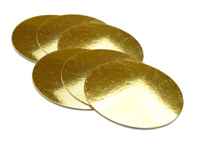 6 Cake Plate Tortenplatte 25 cm Cake Board Tortenunterlage 2,5 mm Rund Gold edel