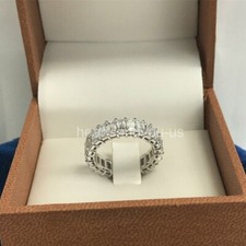 7Ct Emerald Cut Simulated Diamond Ice Eternity Wedding Band White Gold Plated